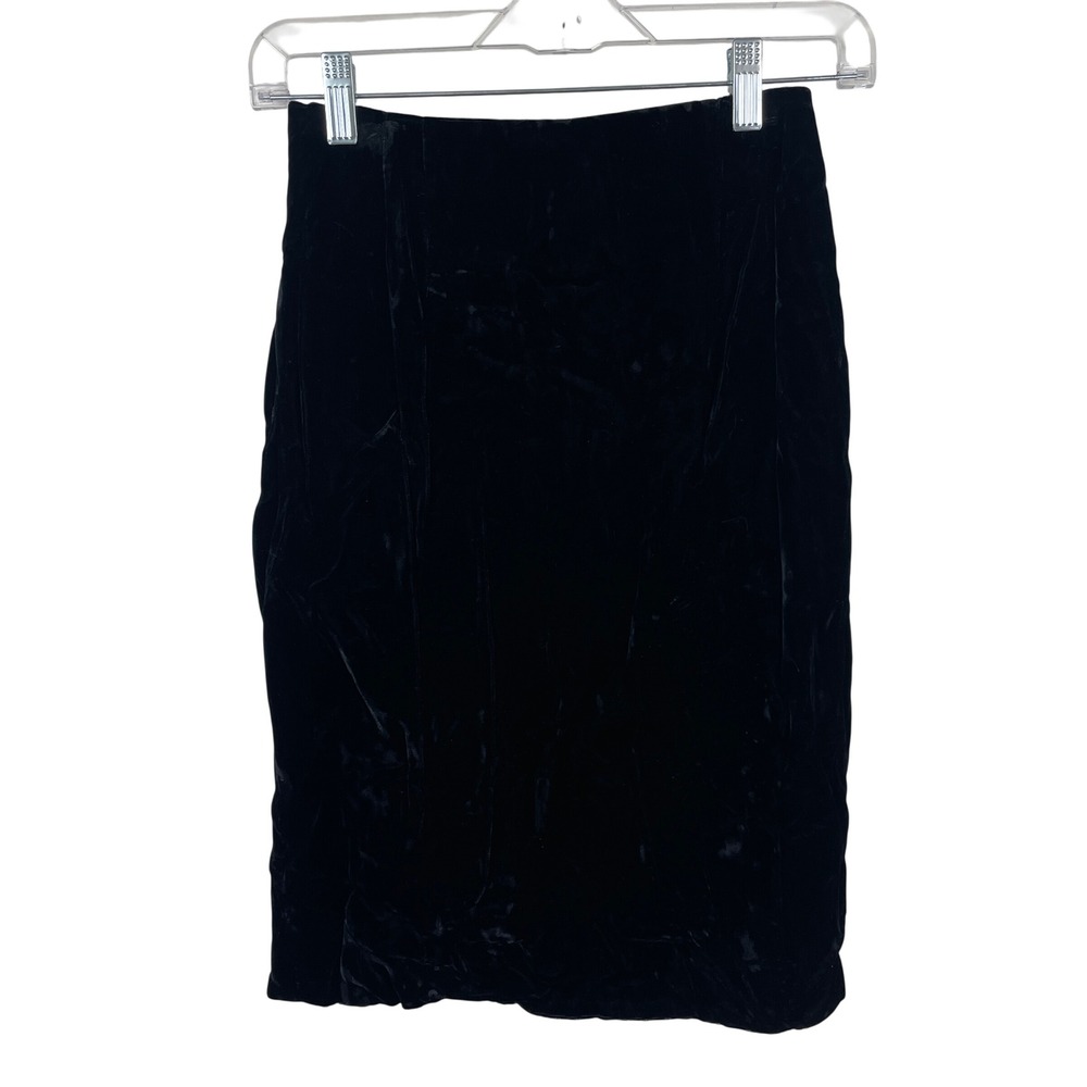 Farinae Collections Black Velvet Pencil Skirt knee Length Size‎ 6 Vintage Style